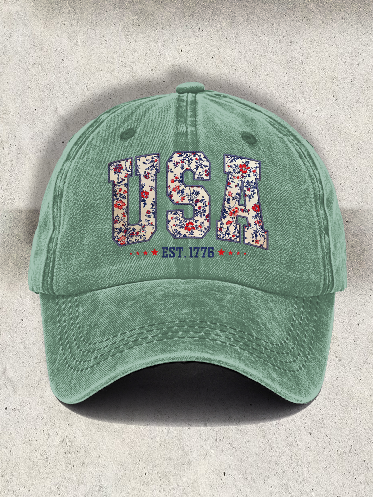 Floral USA Printed Baseball Cap