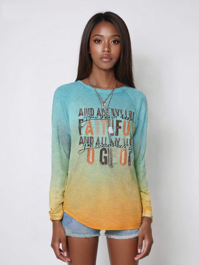 All My Life You Have Been Faithful Long Sleeve Printed Top