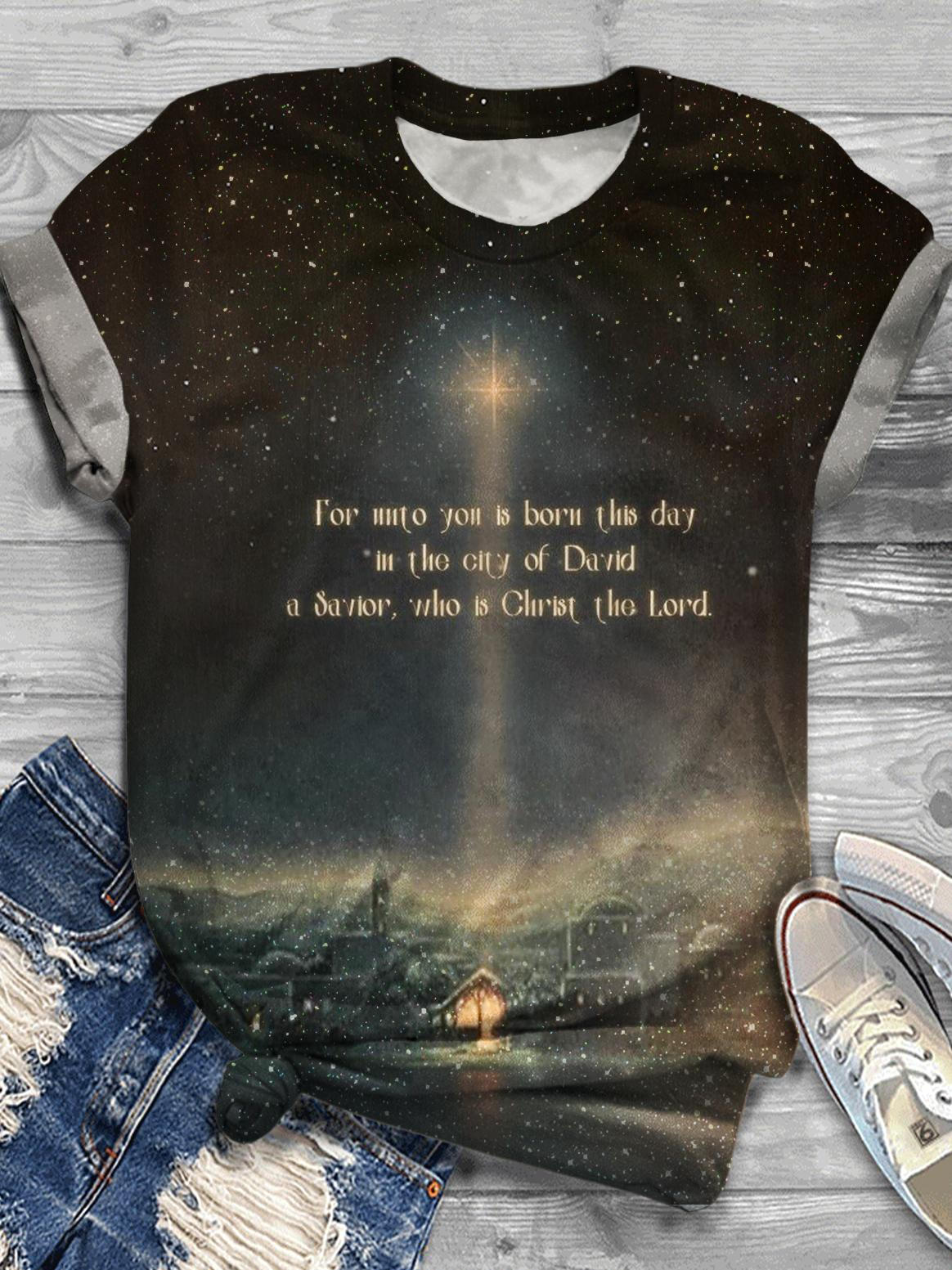 Retro Christian Faith Printed Crew Neck T-shirt