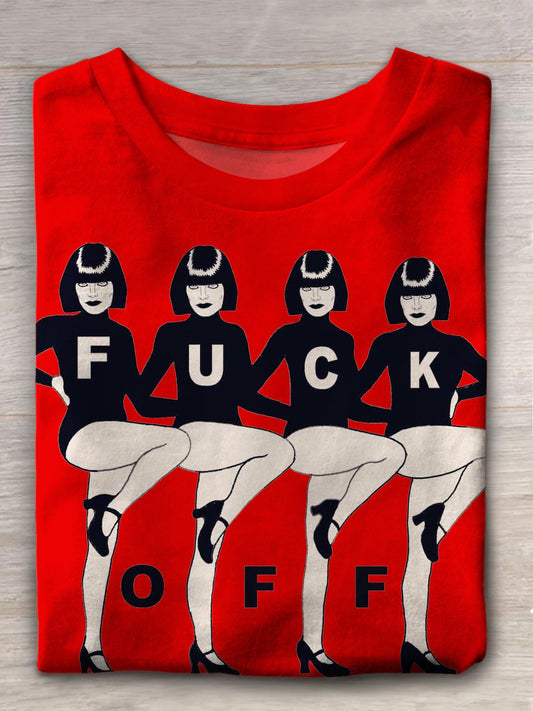 Bad Words Girl Fun Print Crew Neck T-shirt