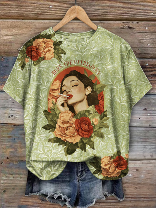 Burn the Patriarchy Retro Art Print Feminism T-shirts