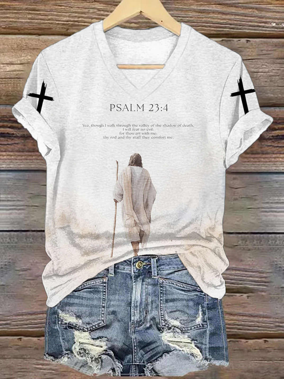 Psalm 23 4 Jeremiah 29 11 Psalm 91 2 Printed Jesus Shirt