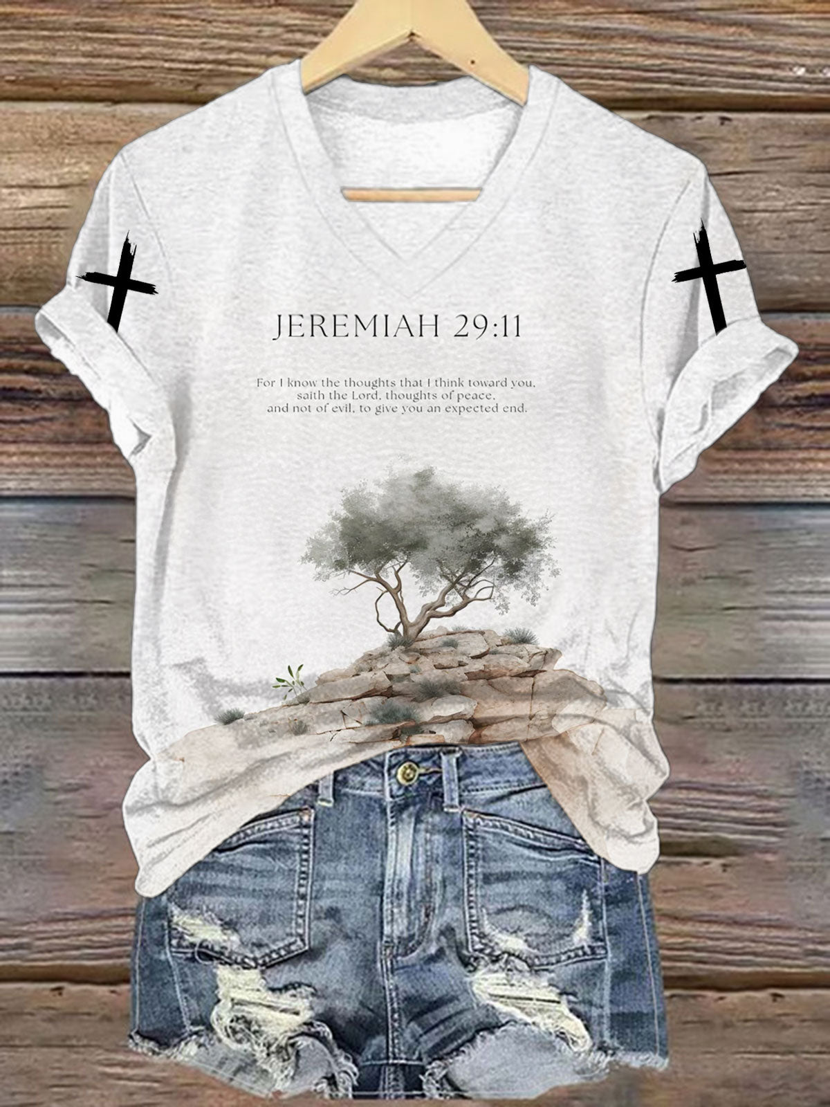 Psalm 23 4 Jeremiah 29 11 Psalm 91 2 Printed Jesus Shirt