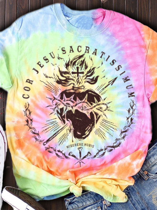 Women's Tie Dye Faith Print Casual Top