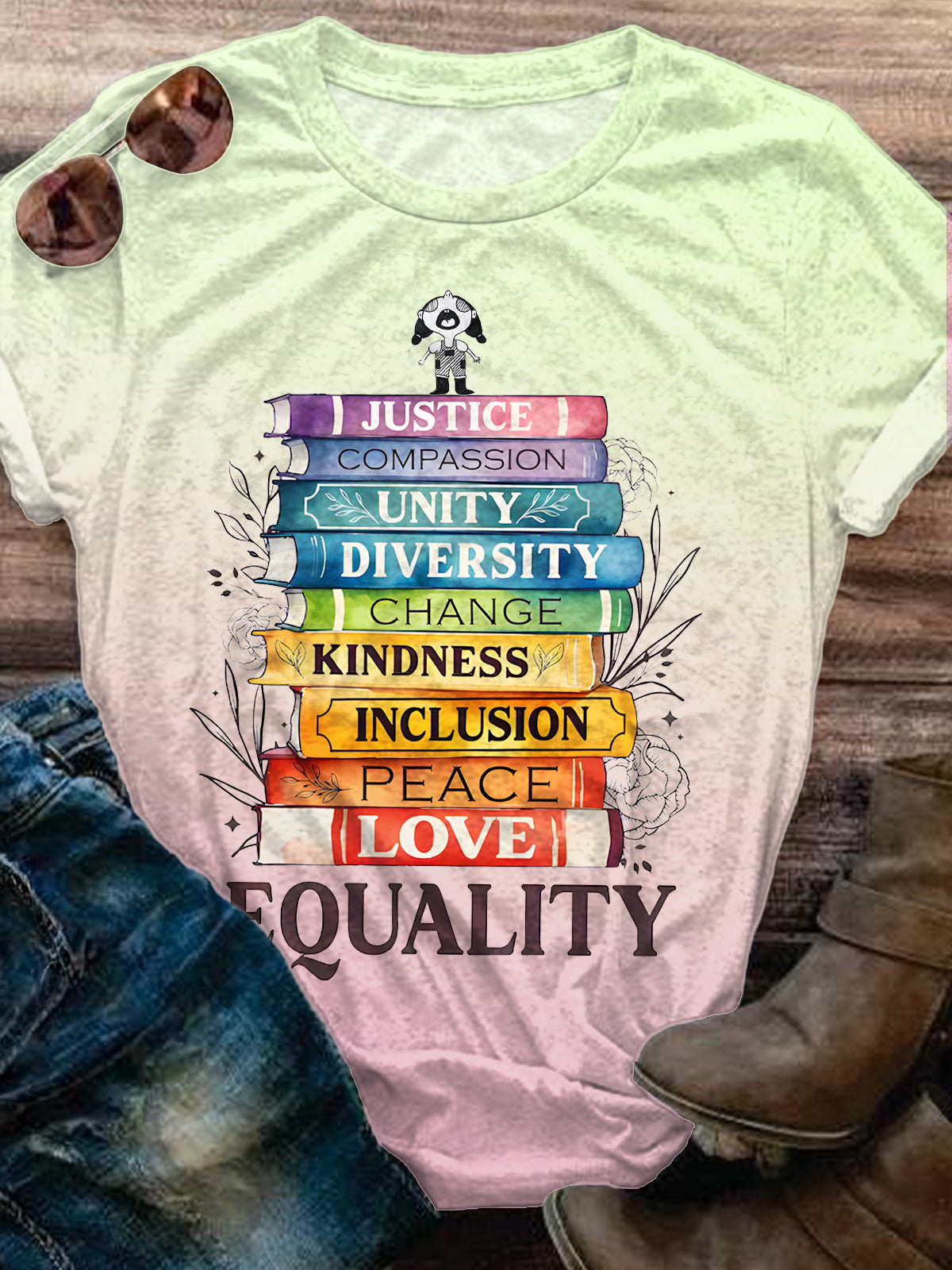 Pursuing Equal Print Crew Neck T-shirt